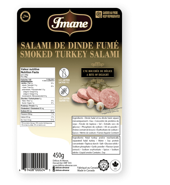 Salami dinde fumée halal